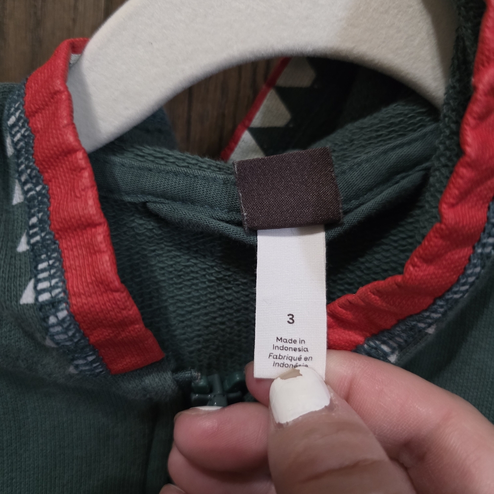 Tea Collection Green Hoodie with Patterned Hood - Picture 3 of 3